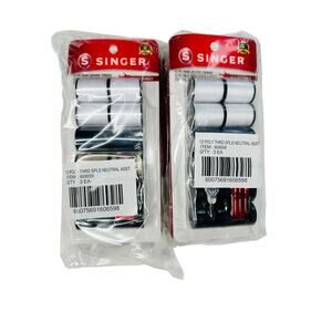 SINGER Polyester Hand Sewing Thread 12 Spools Needles & Threader Asst Colors 6pk